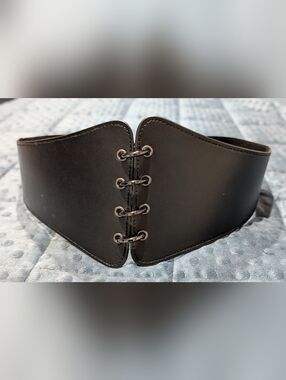 Wide Black Corset-Style Elastic Snap Belt